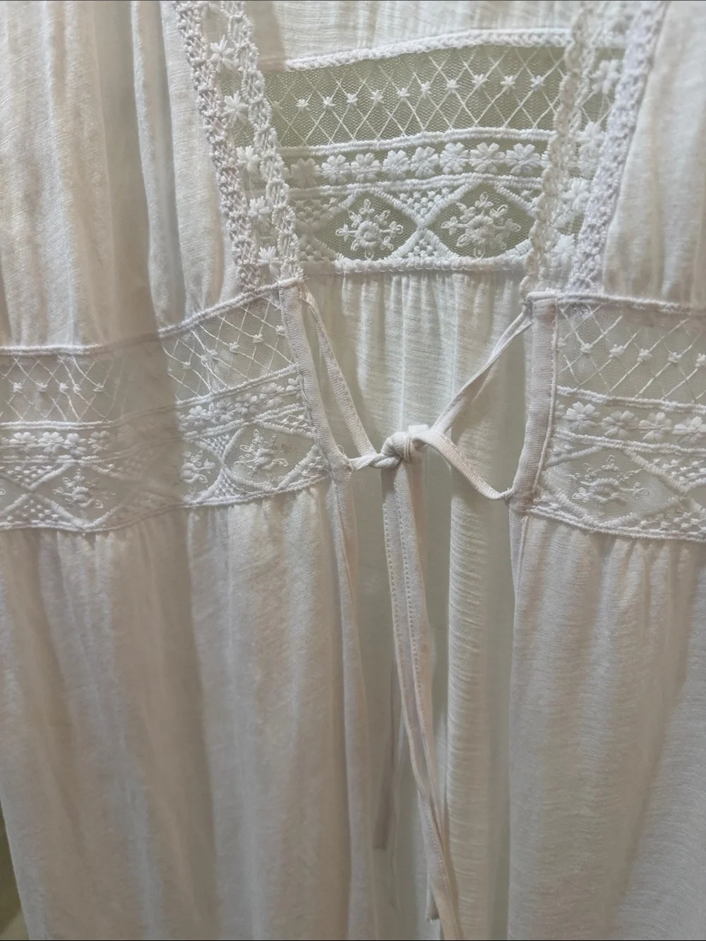 Women’s White Lace-Trim Swim Coverup Kimono with Waist Tie